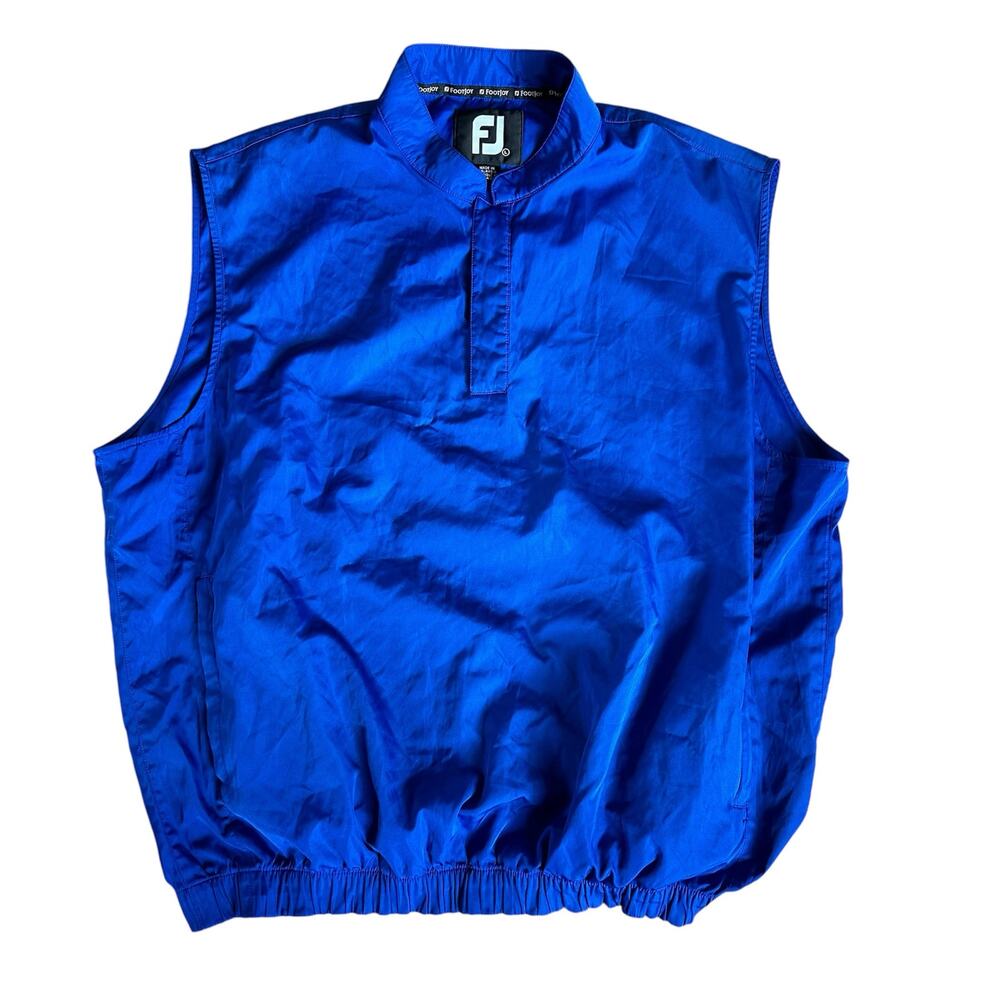 Footjoy Golf Windbreaker Vest Pullover‎ Mockneck Button Blue Men's Size Large